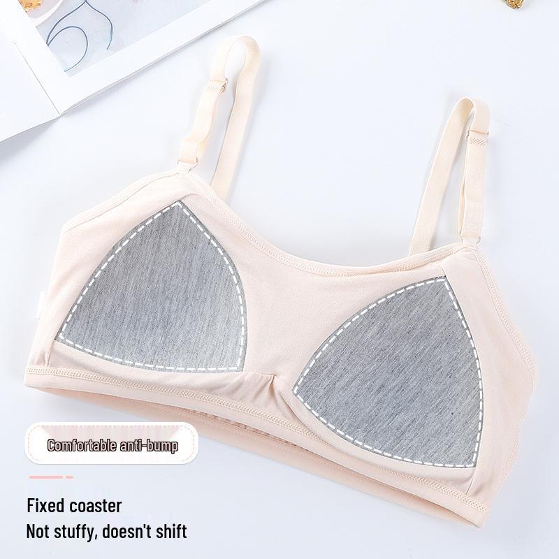 Costume Intero da Ragazza in Cotone con Fascia sul Petto, Senza Ferretto – Coppe Fisse, Anti-sporgenza per Studentesse delle Scuole Medie e Superiori.
