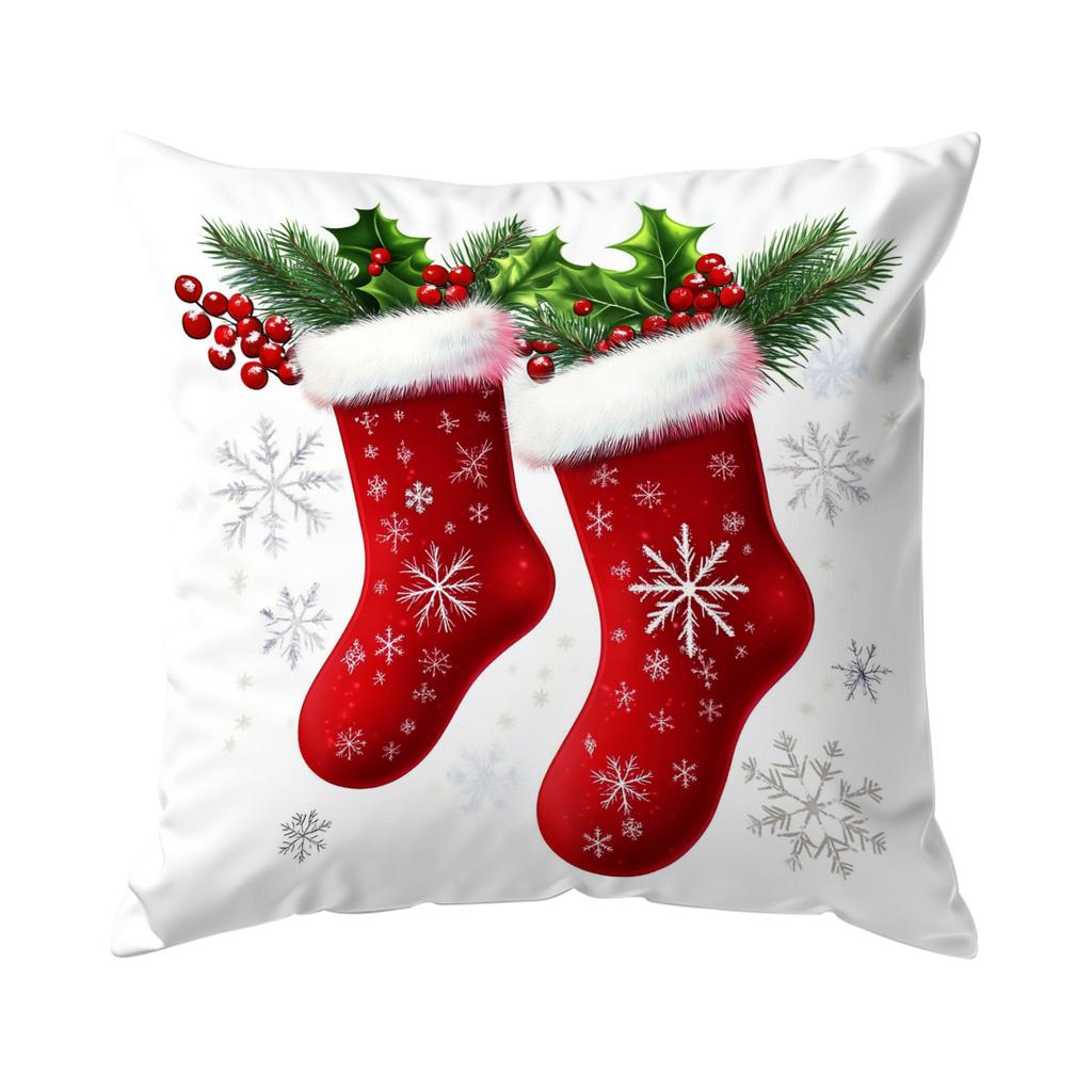 Christmas Socks Theme Pillowcase Bedroom Sofa Cushion Cover 100% Polyester Living Room Soft Cushion Pillowcase Home Decor