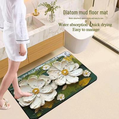 Soft, Non-Slip Daisy Diatom Mud Bathroom Mat - Quick-Dry & Thick Water-Absorbent Floor Mat