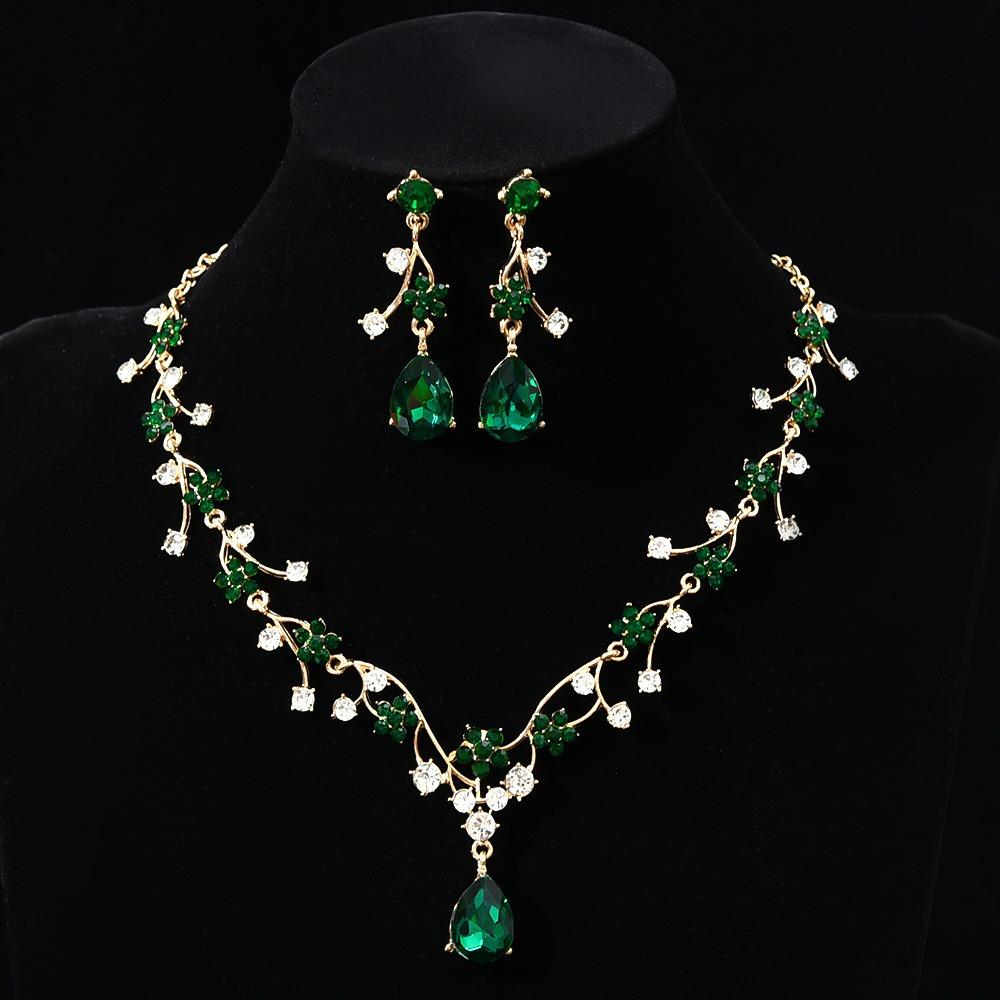 Golden Exquisite Jewelry Sets Shiny Choker Necklace Earring Set  Jewelry Gifts