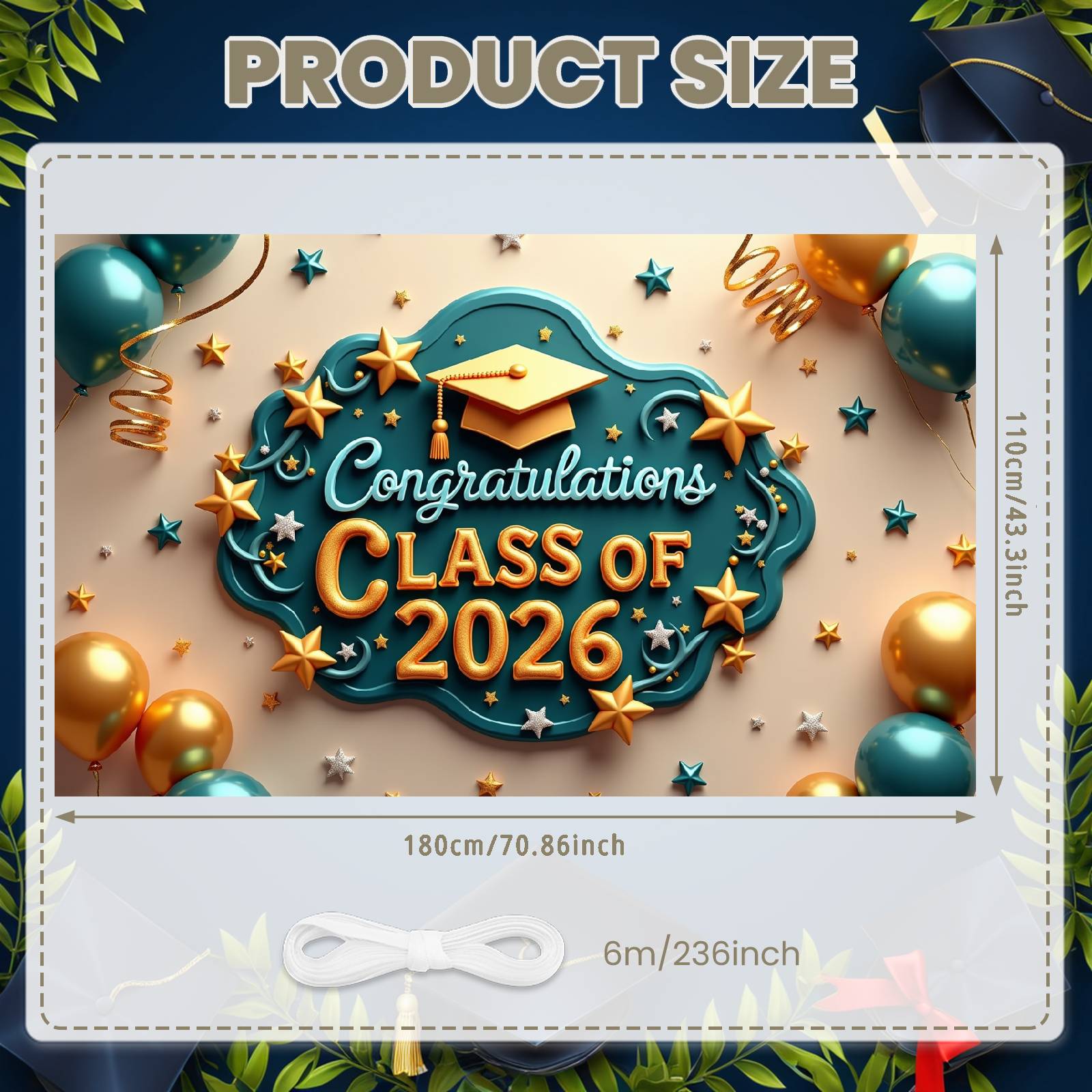 Поздравления Фон Воздушные Шары Декор Празднование Выпускного Баннер Украшение для Выпускного Выставка Элегантный Дизайн Для Выпускного
