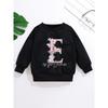 European Sizes Customized Children'S Round-Neck Sweatshirt, Pink Butterfly Letter Shirt, Initial Personalized Sweatshirt, Kids' Round-Neck Sweatshirt