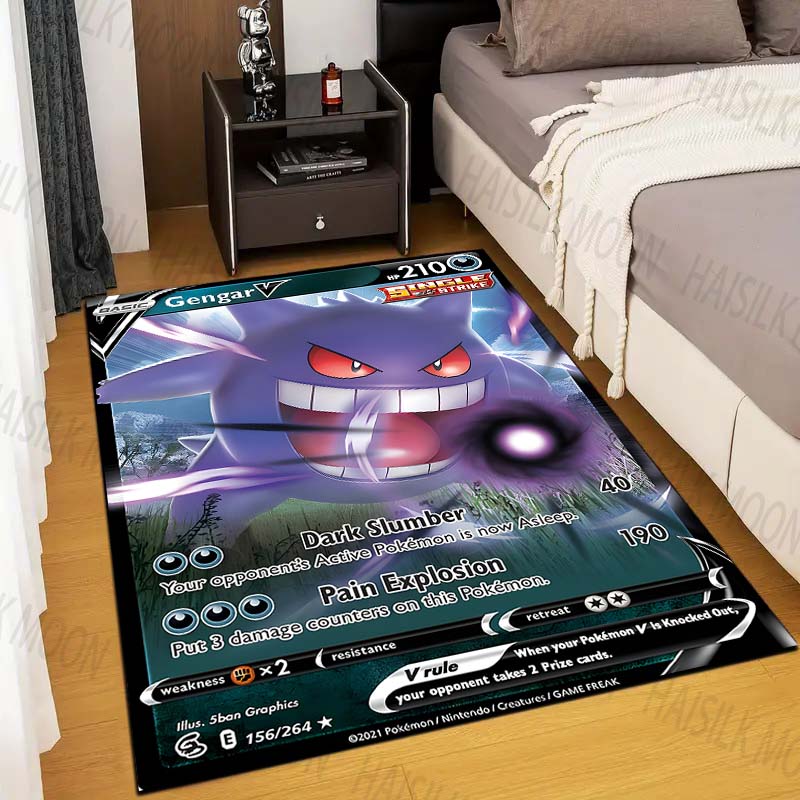1PC Gengar Pokémon Cards Print Rug Carpet for Living Room Children Bedroom Mat Sofa Doormat Floor Rug Home Decor Anti Slip Mat