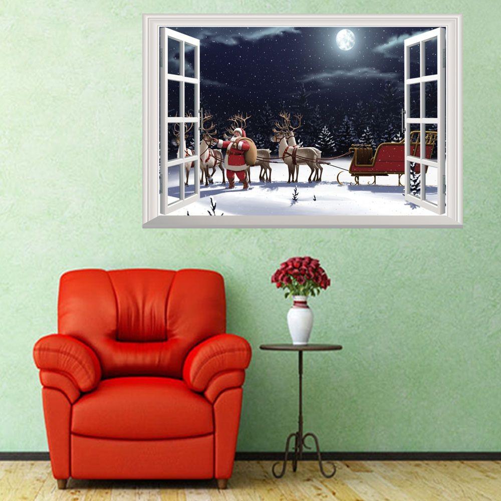 Schöner wasserdichter PVC-Wandaufkleber in Fensteroptik für Wohnzimmer und Schlafzimmer