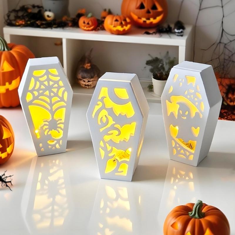 Halloweens Coffin Silicone Mould for Lanterns Candle and Craft With Detailed Engraving