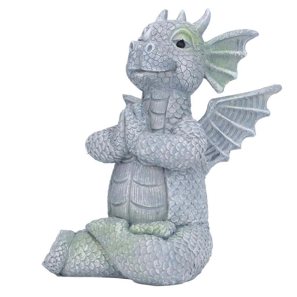 Small Dinosaur Sculpture Resin Meditated Statue Home Ornament for Garden Tree Courtyard Backyard