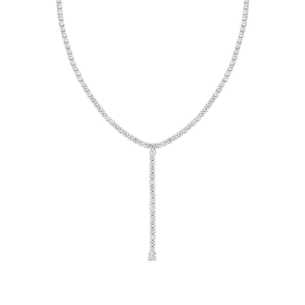 Y Shape Stainless Steel Long Chain with Cubic Zircon Tassel CZ Zircon Diamond Tennis Necklace 18inches&necklace