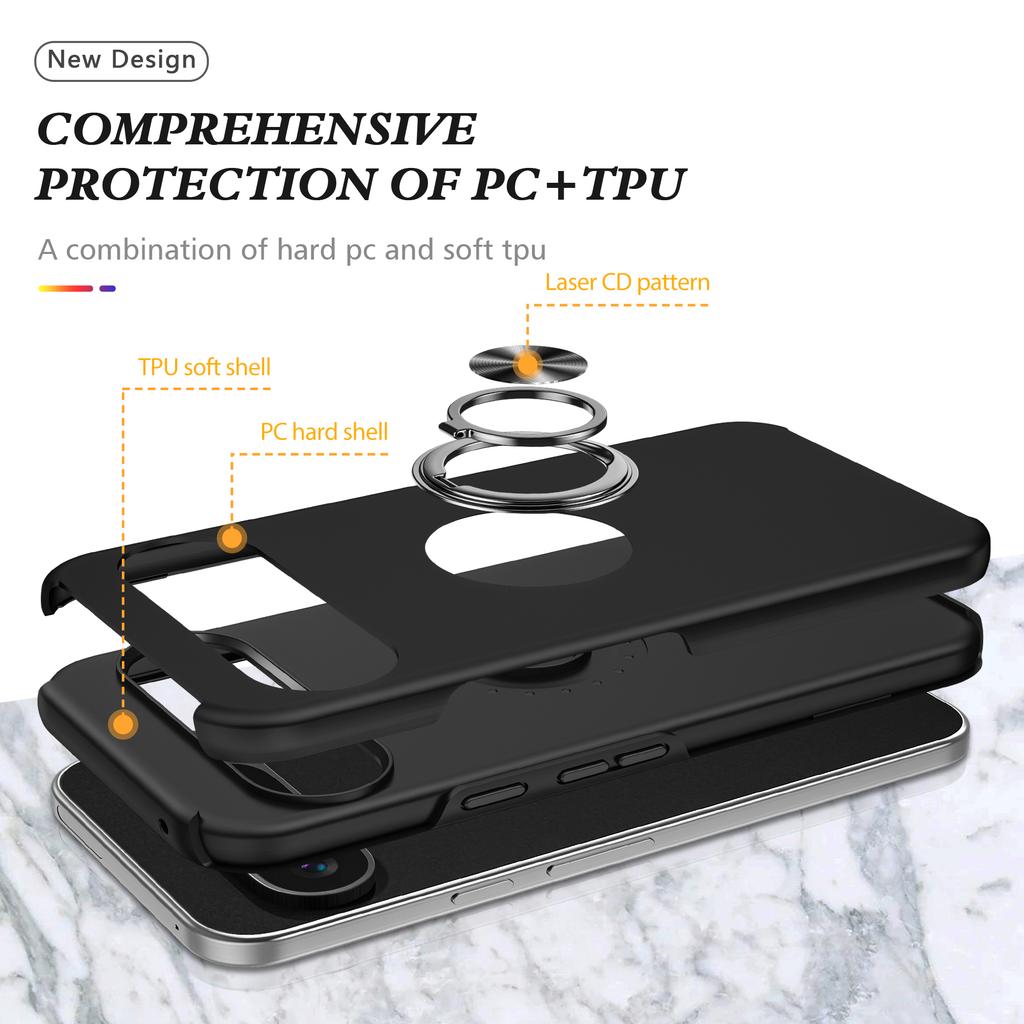 For Google Pixel 9 Pro XL Back Case Kickstand PC+TPU Shock-Absorbent Phone Cover