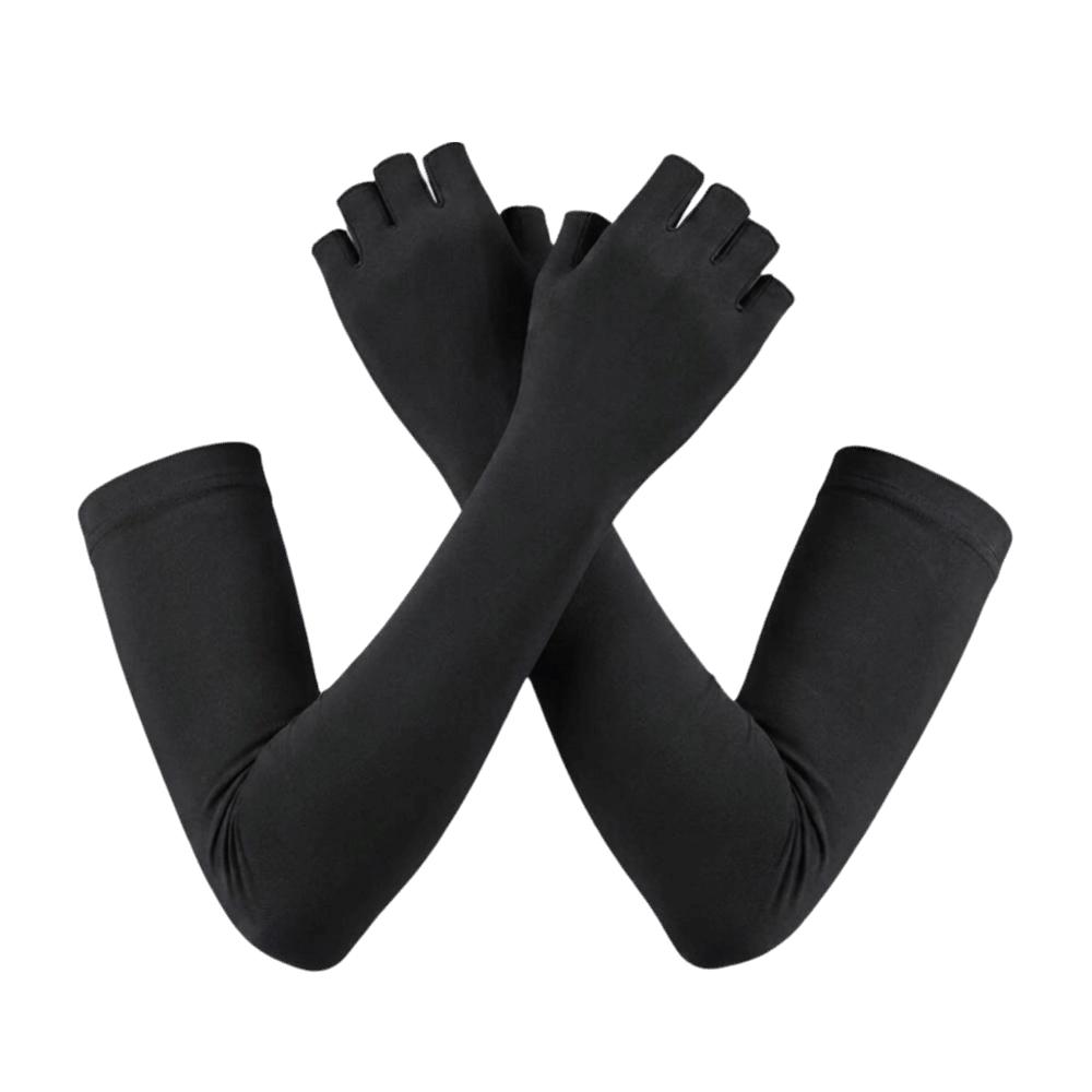 Quick Dry Half Finger Gloves Polyester Sun Protection Arm Cover Ice Cooling Arm Sleeves Summer чёрный