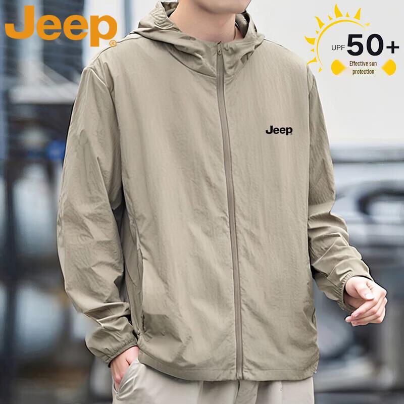 JEEP Men s Hooded Lightweight Sun Protection Jacket L