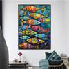 Abstract Colorful Fish In The Sea Canvas Posters and Prints Painting Vintage Home Kitchen Wall Art Decor Mural No Frame