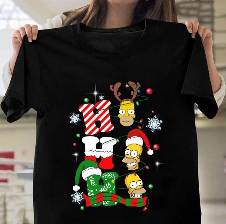 Vintage The Simpsons Merry Christmas Cotton Black All Size Unisex Shirt TR743 XS