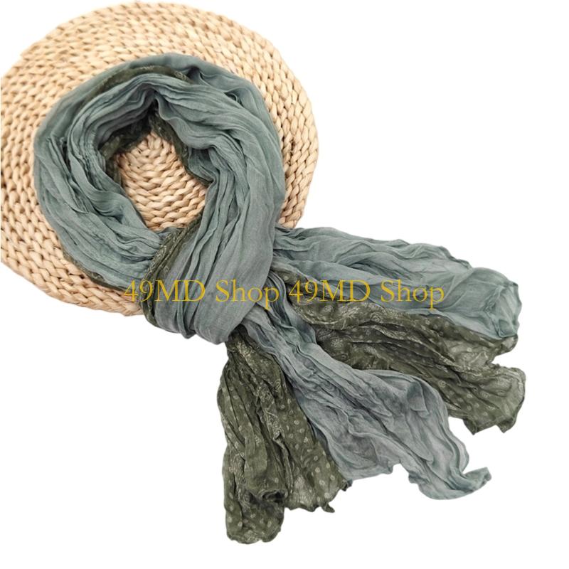 49MD Fashion Crinkled Scarf Stylish Layering Neckwear Polyester Long Scarf For Women