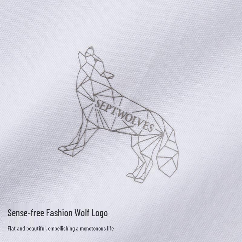 SEPTWOLVES Men's Geometric Wolf Print 100% Cotton Long Sleeve T-Shirt