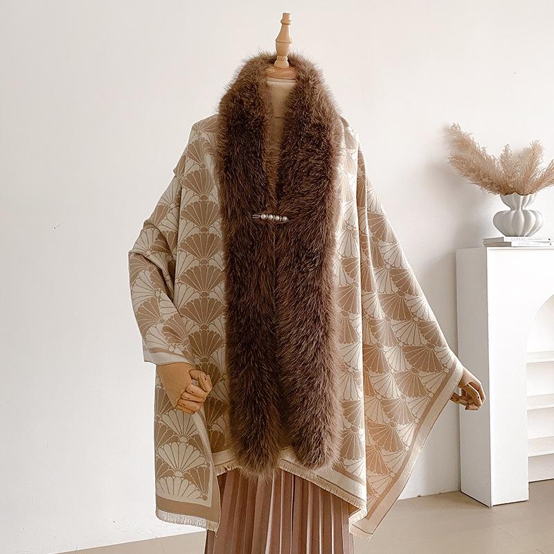 Two-Sides  Shawls Female Designer Women Winter Scarf Pashmina Flower Bufandas Foulard Warm Hijab Wraps Travel Stoles