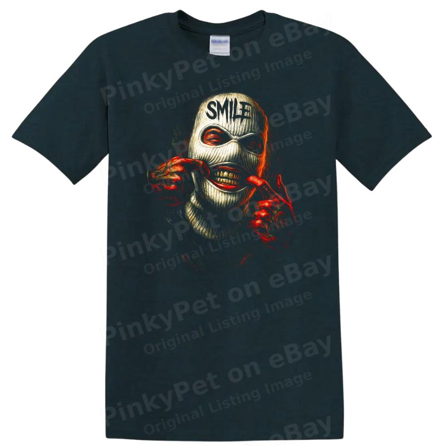 Dark Urban Masked Smile Graphic T Shirt Creepy Art Design Streetwear Tee
