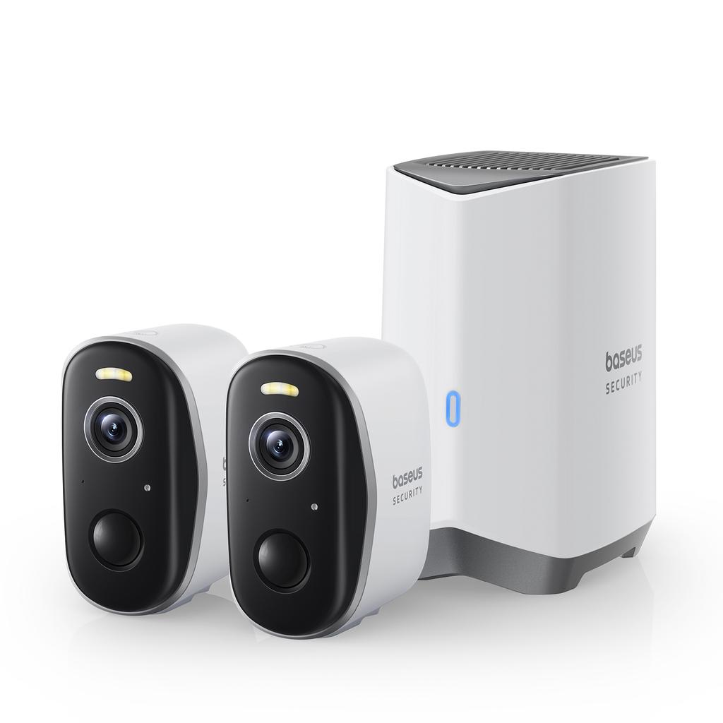 Baseus Security Protection Outdoor Camera N1 Series 2K 2-Cam Kit Wireless Home Security 210-Day Battery Life HomeKit 16TB Memory