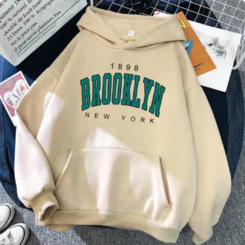 1989 Brooklyn New York Bedruckte Damen-Hoodies Mode Fleece-Hoodie Kreativität Pullover Kleidung Straße Locker Sweatshirts Damen