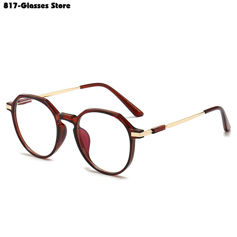 Fasjonable, gjennomsiktige ensfargede nærsynthetsbriller for kvinner og menn Gradvis endring av runde briller