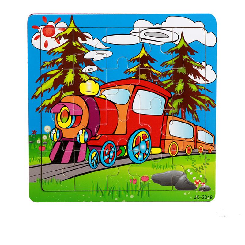 20 Piece Wooden 3D Puzzle Cartoon Animal Vehicle Jigsaw Montessori Educational Toys for Kids Baby Aged 3-6 Years