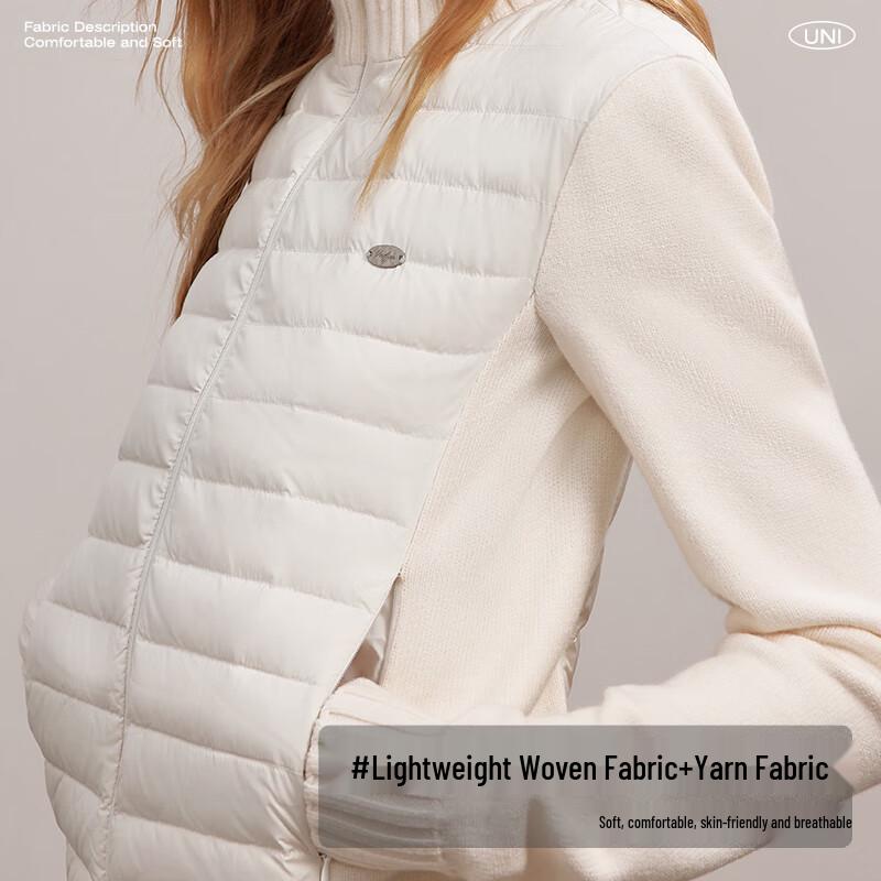 UNIFREE Women's Knitted Panel Mock Neck Down Jacket