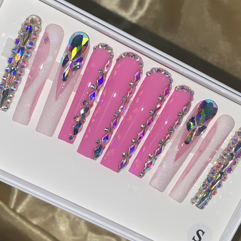 Thick and Hard Artificial Fingernails Square and Long Manicure False Nails with Glue Stickers Press on Nails