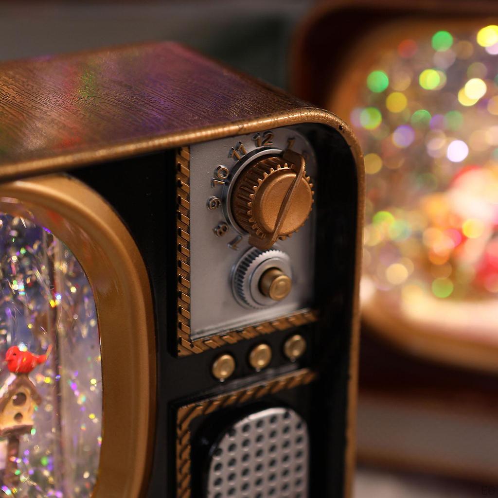 Christmas Music Box As A Decorative Collector's Item And Lantern with Glittering Snow Soft