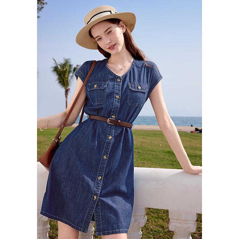 Betu Women's Lightweight Denim Dress with Belt