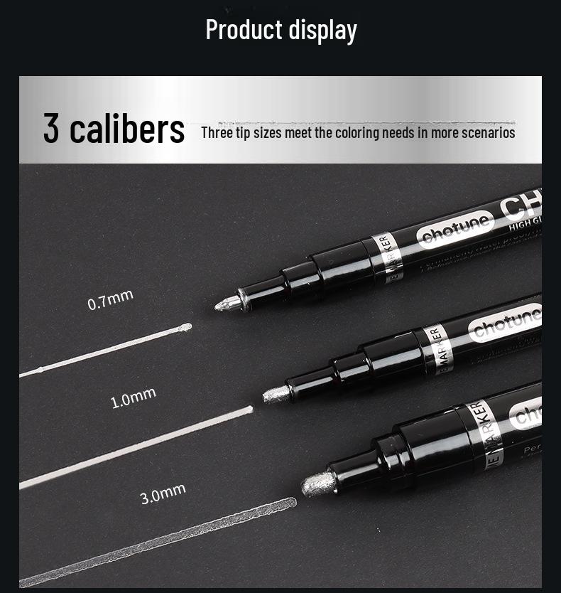 Chotune Reflektierender Chrom Marker Stift - Wasserdichte Galvanisierte Silberfarbe für DIY Hervorhebungen