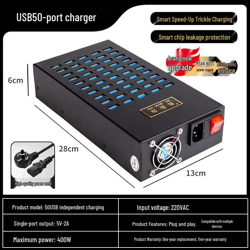 Multi-Port USB Charger: 10/20/30/40 Ports for Android - Universal School Charging Station