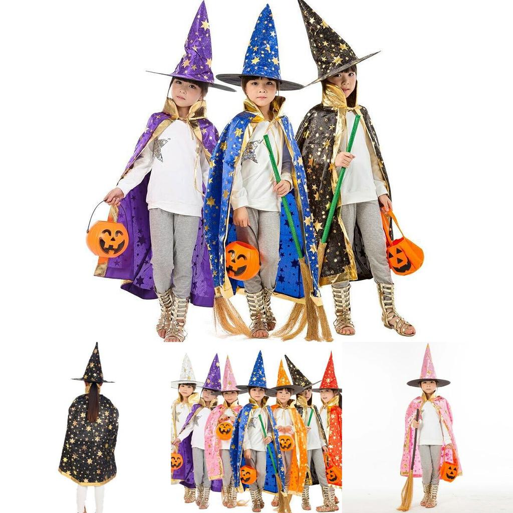 Hooded Princess Children Cloak Witch Robe Cape Floorlength Halloween Costume