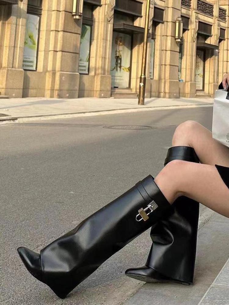 Black Shark Boots Women`s Skinny Knee