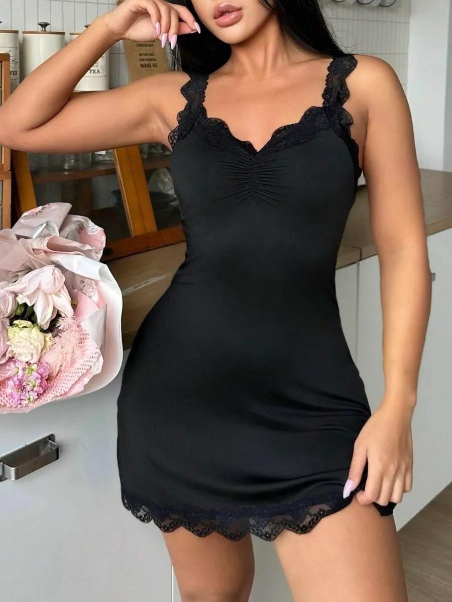 

The new pure desire Spice Girl is fashionable, sexy and soft, summer loungewear, suspender, waist, chest, slim and short S чёрный