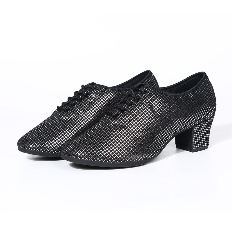 Black Shiny Oxford Cloth Latin Dance Shoes Soft Soled Women's Modern Jazz Shoes Teacher Shoes Square Dance