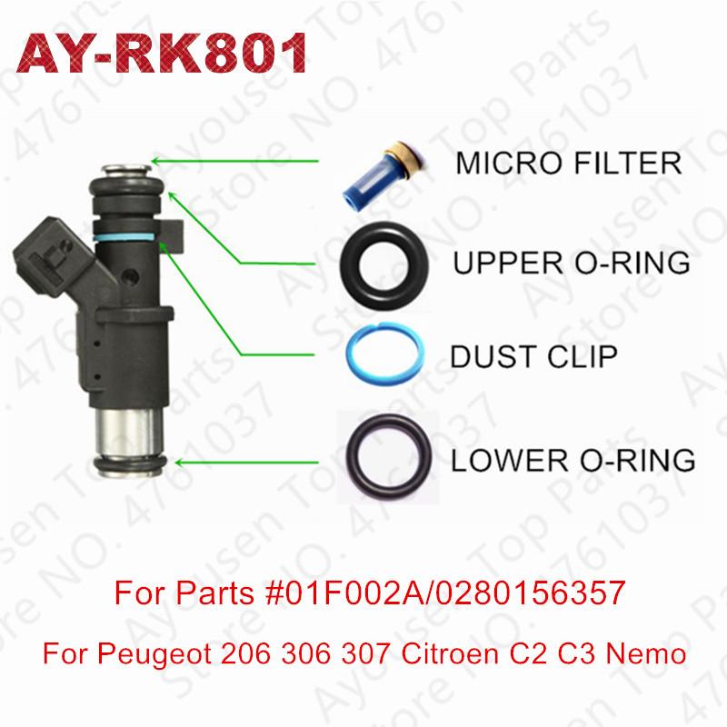 10sets Fuel Injector Repair Kits For Peugeot 206 306 307 407 607 806 Citroen C2 C3 (AY-RK800 801 802 )