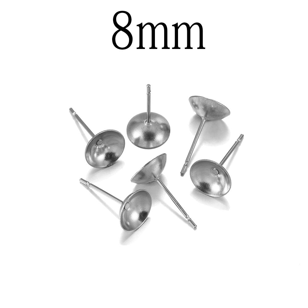 100pcs Stainless Steel Cup Shape Earring Settings Ear Post Pin Findings DIY Ear Jewelry Making Earrings Blank Base Fits Crystal
