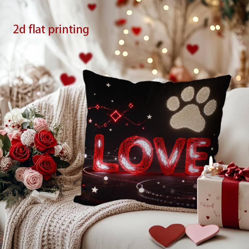 Love Paw Print Decorative Throw Pillow Cover Pattern Cushion Cover Suitable for Sofa Bedroom Car Pillow Cover