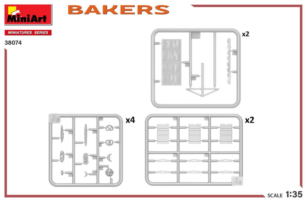 Miniart Scale Bakery Set with 2 Plastic MA38074 1/35 Figures, Model,