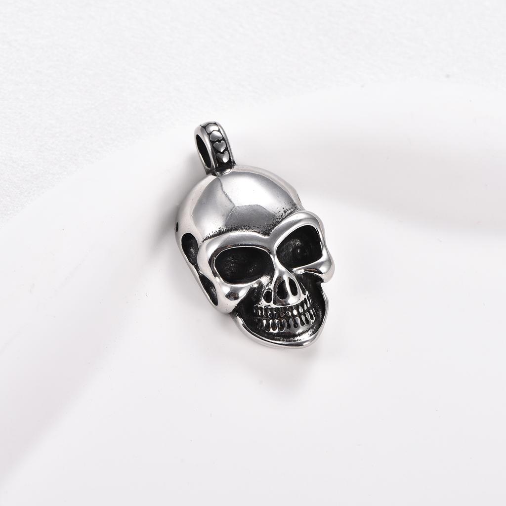 Gothic Stainless Steel Skull Pendant Necklace for Men Punk Rock Hip Hop Boy Skeleton Charms Chain Metal Jewelry Halloween Gifts