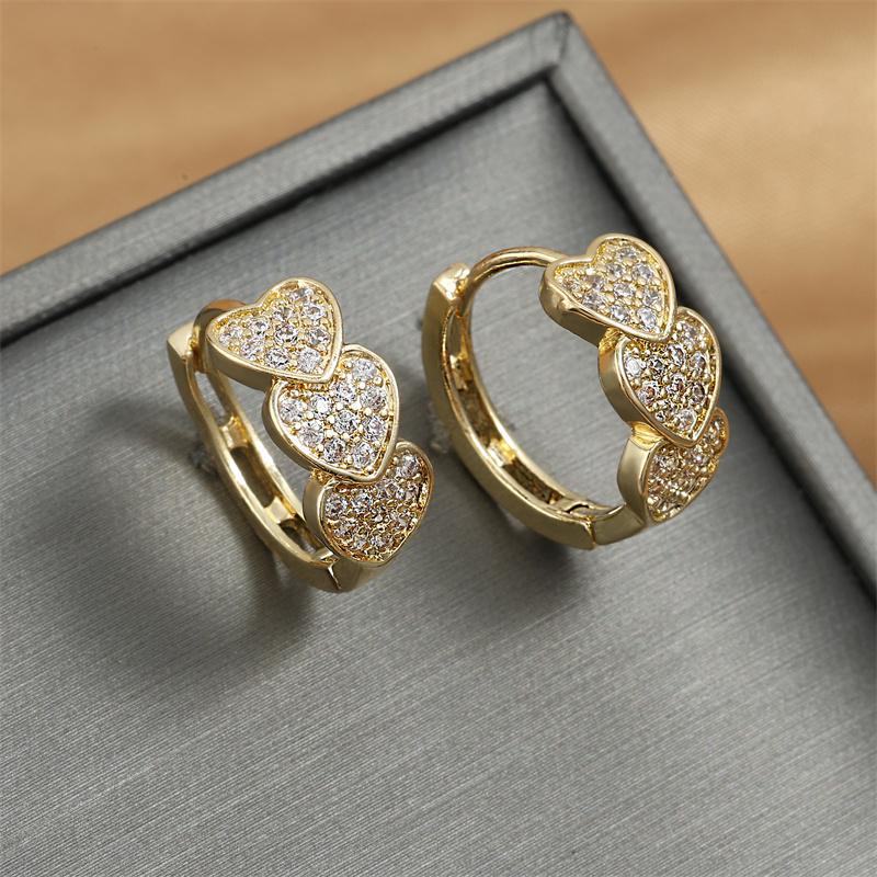 ZAKOL Korean Fashion Hoop Earring Inlaid Shiny Square Crystal Zircon Ear Accessories Party Zircon for Women