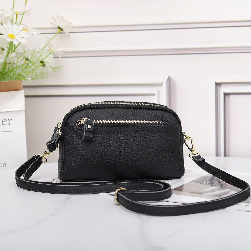 Square Bag Soft Leather, Fashionable Women's Shoulder Crossbody Practical Handbag