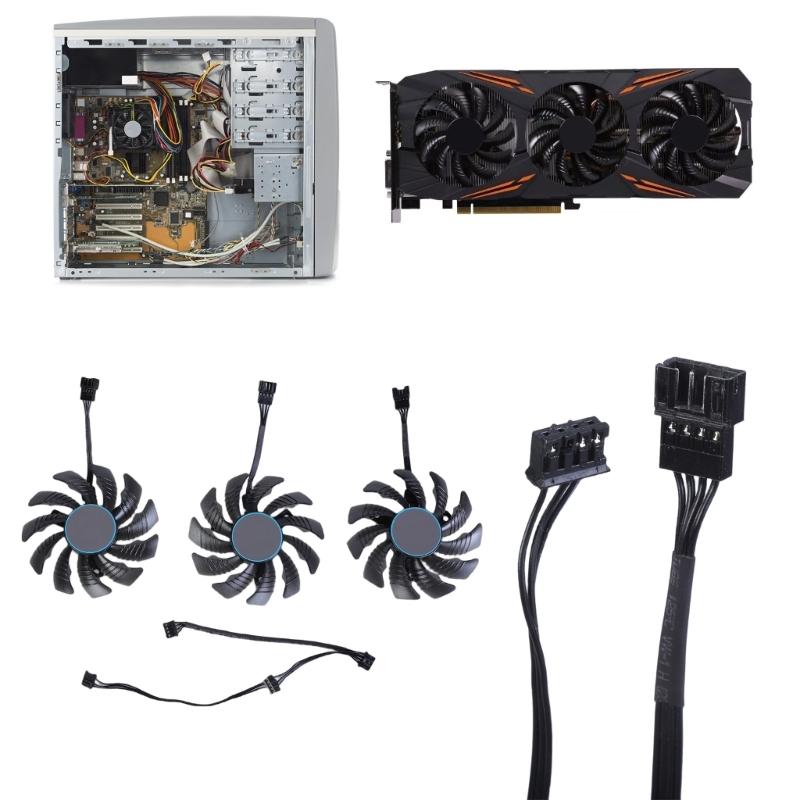 GPU Cooling Fan High Efficiency for GTX1060 1070 1080 Graphics Card 4Pin VGA Cooling Easy Installation 77mm T128010SU