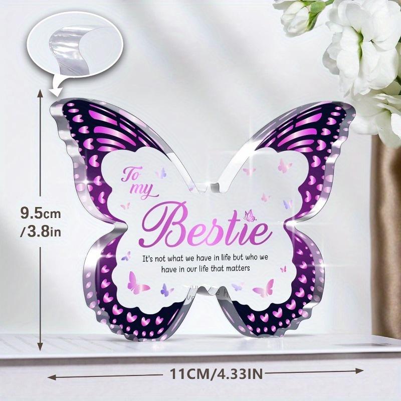 Best Friend Gifts (Women) – Butterfly Acrylic Plaques. For Female Bestie: Birthday, Xmas, Thanksgiving, Valentines.