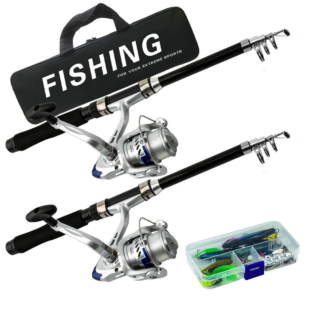 1.8m Dual-Use Double Telescopic Fishing Rod Combo Set EVA Handle Sea Freshwater Cross-Border Fishing Gear