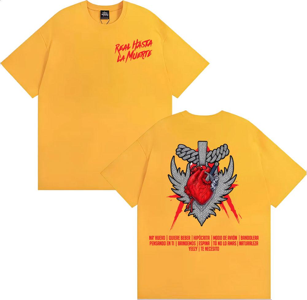 Rapper Anuel AA Real Hasta La Muerte Album Merch Tshirts Men Womens Clothing Vintage Short Sleeve Oversized T Shirt Streetwear