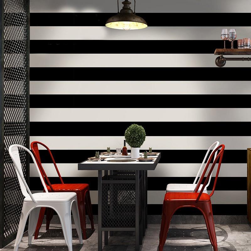 Moderne minimalistische schwarz-weiße gestreifte Wandverkleidung Wohnzimmer Schlafzimmer Raum Hintergrundwandverkleidung Nicht selbstklebend