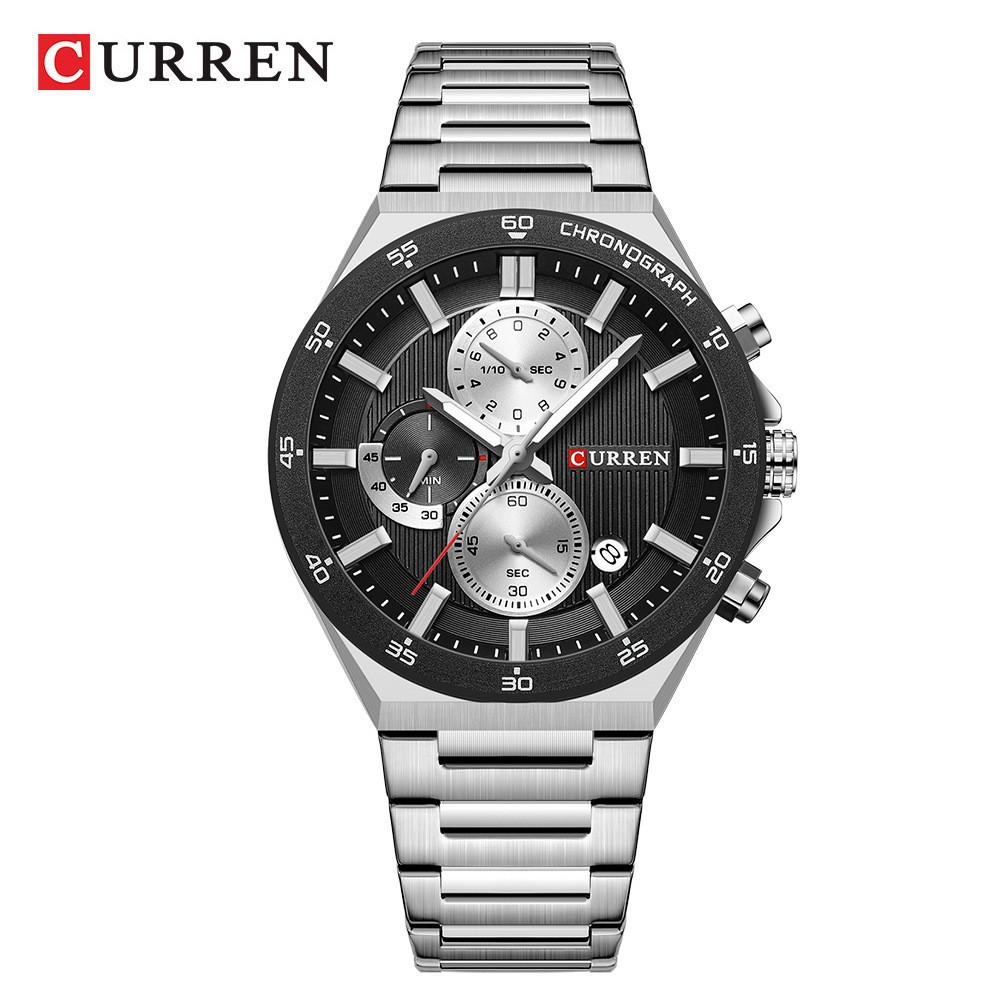 CURREN 8481 Men s Six-Hand Chronograph Quartz Watch with Steel Band - Sports Wristwatch