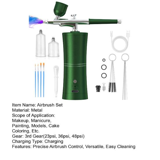 Portable Airbrush Kit Cordless Airbrush Pen 3 Pressure Settings Airbrush Makeup Tool for Nail Art & Cake Decorating