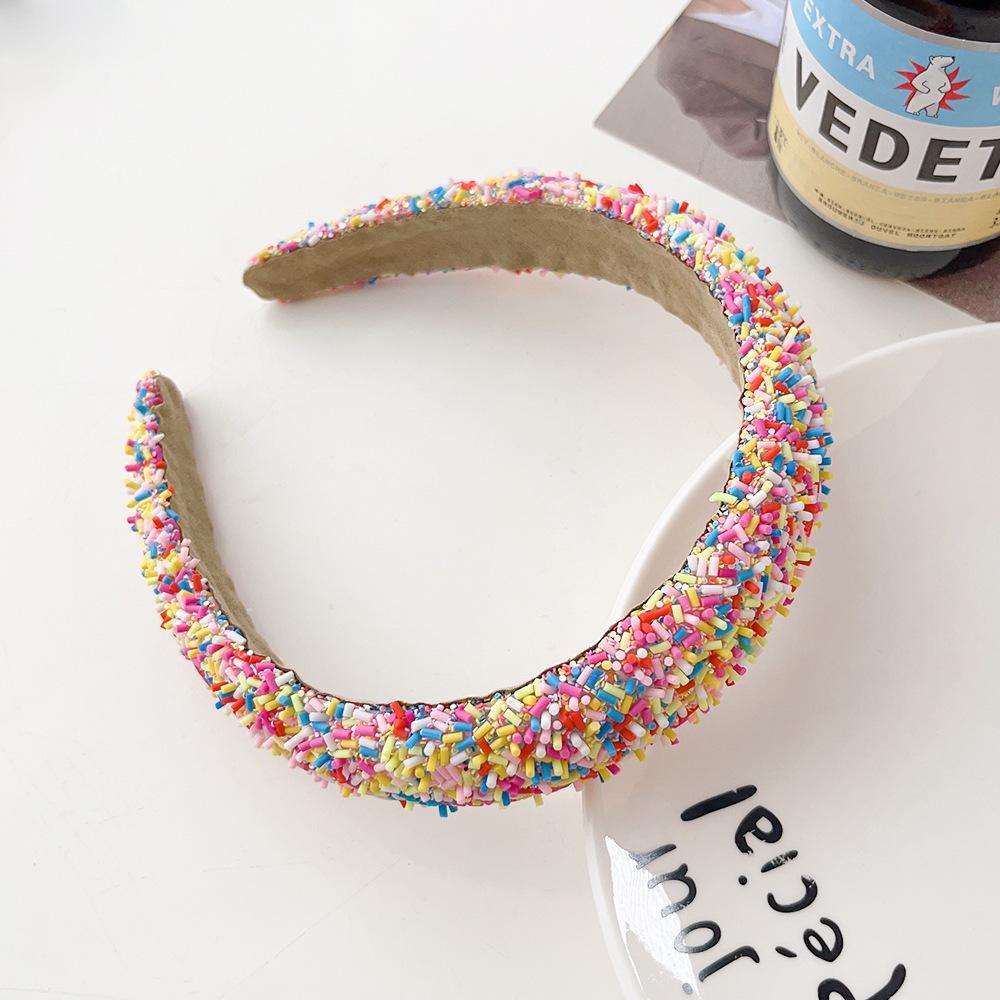 

Милая конфетно-цветная повязка на голову с широкими полями и губчатой вставкой, аксессуар для волос для женщин