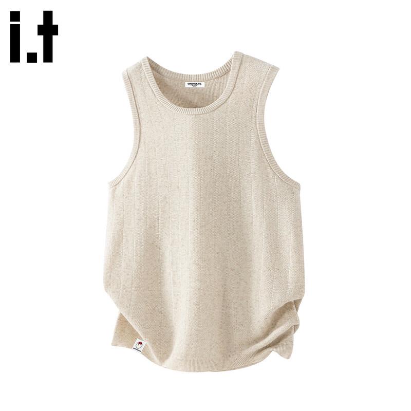 Men s Striped Tencel Linen Knit Sleeveless Vest M